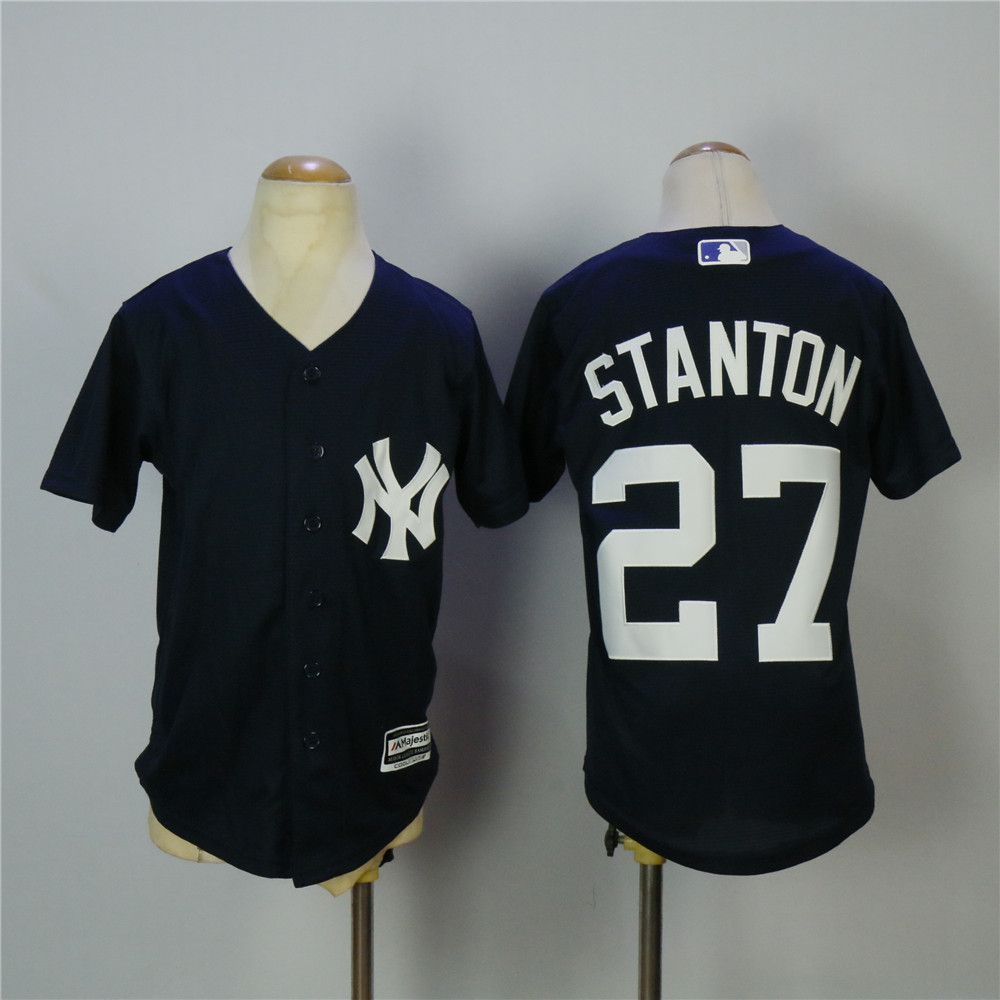 Youth New York Yankees #27 Stanton Blue MLB Jerseys->cleveland indians->MLB Jersey